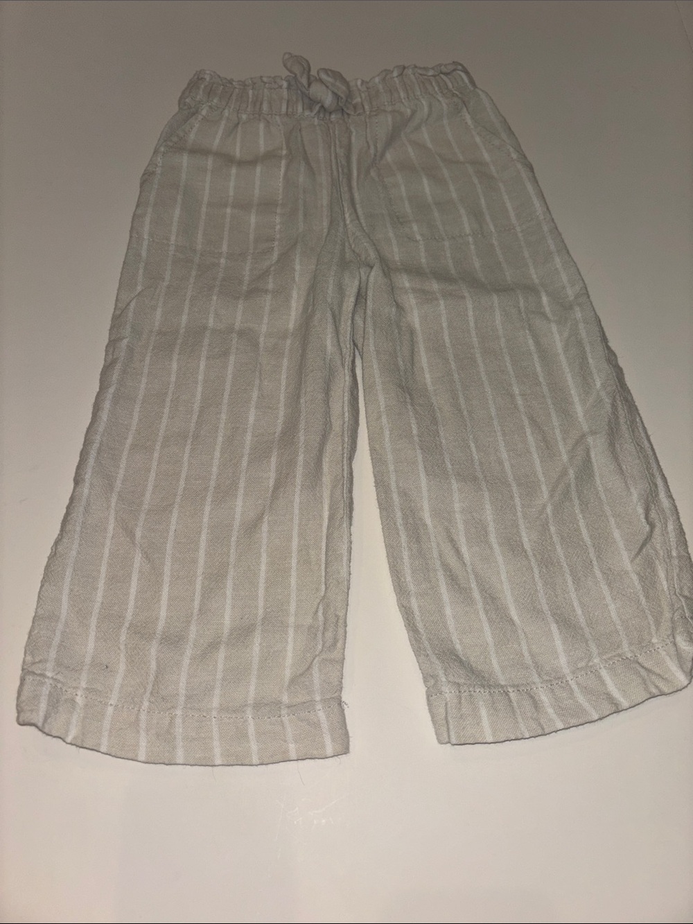 GAP Cream & White Striped Wide-Leg Kids Pants